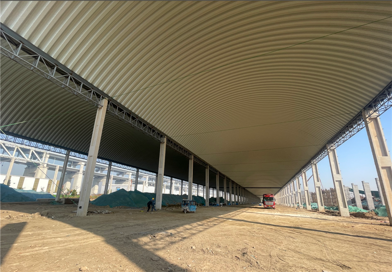 砂石料堆料棚拱形屋面工程案例無梁拱屋面吊裝安裝 砂石料堆料棚拱形屋面工程案例無梁拱屋面吊裝安裝